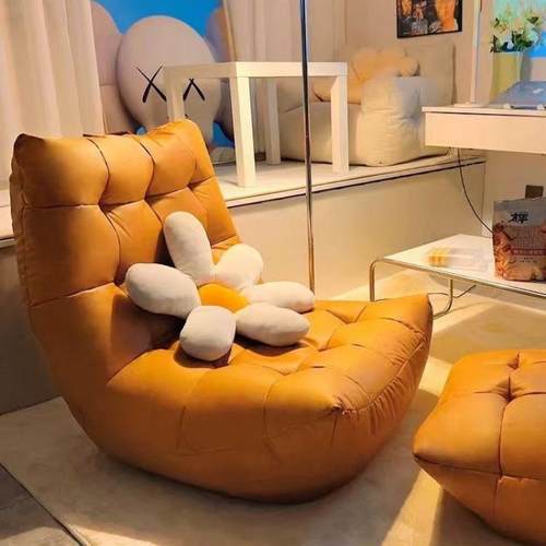 爆款懒人沙发豆袋毛毛虫躺椅卧室客厅阳台休闲单人座椅猫爪皮家居 - 图2