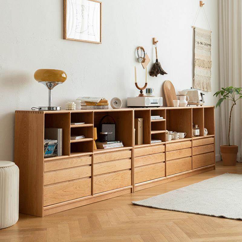 北欧全实木矮书柜樱桃木落地一体靠墙书架黑胡桃木储物抽屉电视柜,淘宝优惠券,粉丝福利购,淘宝优惠卷