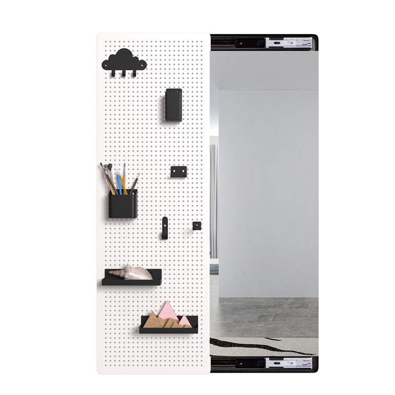 金属洞洞板推拉镜可遮挡全身镜子烤漆玄关镜卧室门后隐藏式穿衣镜 - 图2