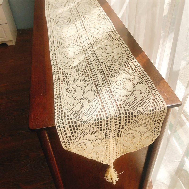 美式乡村纯棉蕾丝钩针茶几餐桌斗柜鞋柜桌旗桌布盖巾文艺森系拍摄,淘宝优惠券,粉丝福利购,淘宝优惠卷