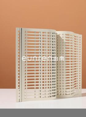 极简风约间镂空艺术金属书卷件样简板房售摆AOD楼部家居桌面软装