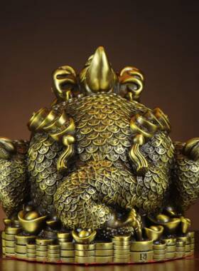 黄铜金蟾摆00007件角三足蟾蟾家居店铺金独角金蟾金蝉八卦独金蟾