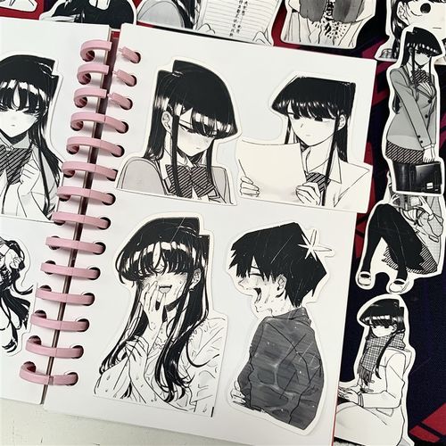 黑白漫画古见同学贴纸贴画装饰防水高清动漫贴防晒贴笔记本文具贴 - 图1