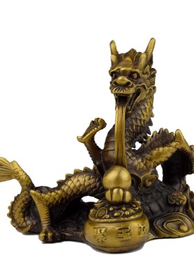 纯铜龙摆件黄铜做旧款式纯黄铜铸造成型龙仿古摆件包邮