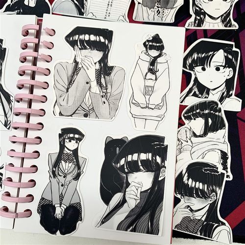 黑白漫画古见同学贴纸贴画装饰防水高清动漫贴防晒贴笔记本文具贴 - 图0