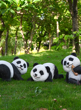 幼儿园户外仿真动物熊猫摆件树脂花G园庭院装饰园林景观雕塑小品