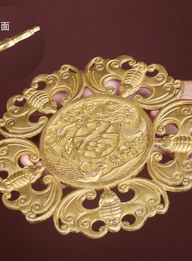 纯铜五福临门挂件黄铜龙凤钱五蝠蝙蝠摆件中式家居装饰品乔迁礼品