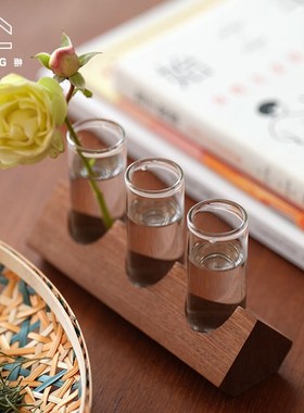 CHONG翀 实木花器 花插小摆件水培玻璃管插花瓶茶室餐桌百搭