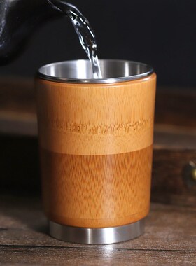 竹水杯竹杯泡茶杯紫砂杯随身杯陶瓷杯车载保温杯不锈钢内胆竹外壳