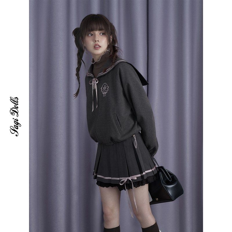SagiDolls少女斗志 #樱海女高#学院风蝴蝶结水手领外套短裙显瘦厚,淘宝优惠券,粉丝福利购,淘宝优惠卷