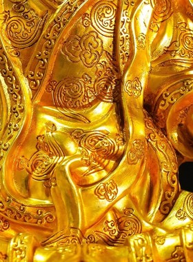 纯铜莲师八变尼泊尔工艺精品仿古鎏金铜像装饰摆件鎏金七寸莲花生