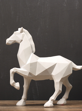 北欧简约几何折纸马动物雕塑摆件家居客厅电视柜酒店博古架摆设品