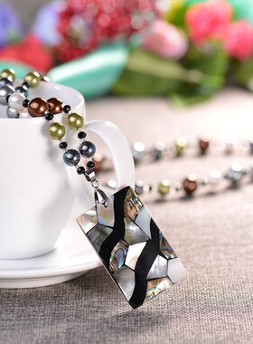 晶柜项链女长款毛衣链简约百搭仿珍珠彩色贝珠吊坠韩版时尚饰品