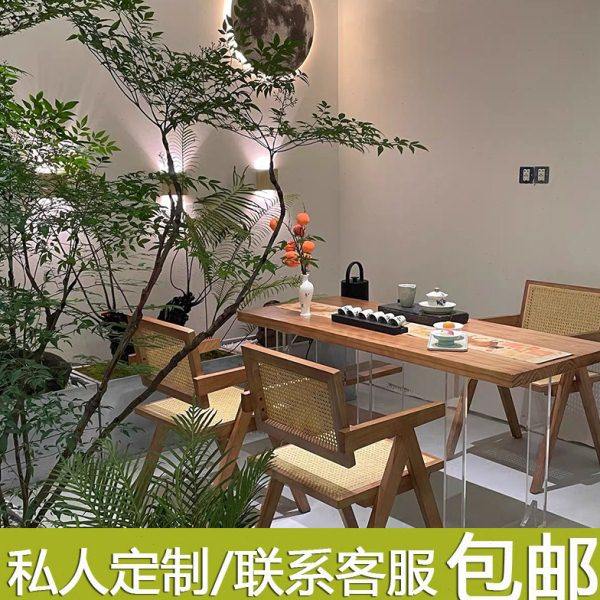 阳台茶桌大板胡桃木色简约日式店铺办公室接待泡茶桌椅大长桌茶台,淘宝优惠券,粉丝福利购,淘宝优惠卷