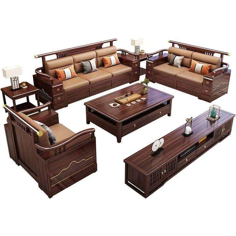 新中式乌金木木实沙发8868组合客厅家套装冬夏两储物具实木转角用,淘宝优惠券,粉丝福利购,淘宝优惠卷