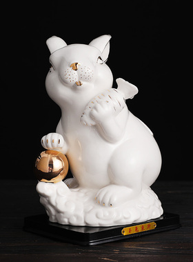 陶瓷十二生肖全套摆件描金鼠牛虎兔龙蛇马羊猴鸡狗猪桌面摆放装饰