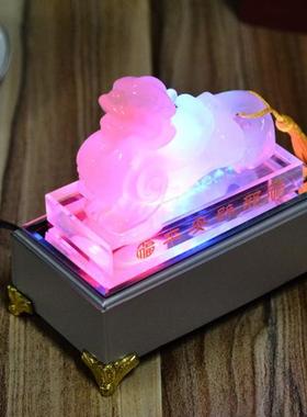 长方形发光底座七彩白灯两档灯光水晶貔貅玻璃玉器展示架摆件长条