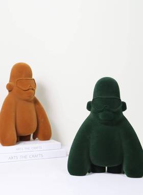 现代简约卡通树脂绒猩猩动房物植件创意摆儿童公仔桌GT-A038面装