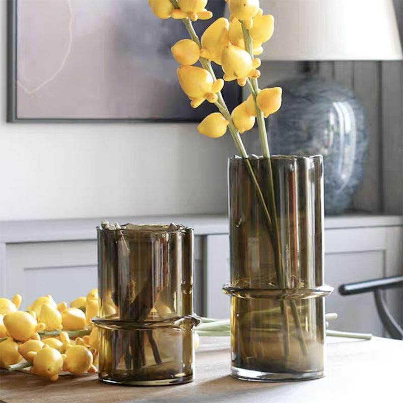 现代简约设计师花器摆件不规则直筒琉璃花瓶客厅餐桌轻奢透明插花,淘宝优惠券,粉丝福利购,淘宝优惠卷