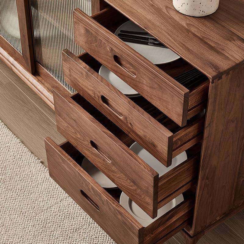 黑胡桃木餐边柜现代简约厨房边柜北欧储物柜全实木茶水柜收纳家用,淘宝优惠券,粉丝福利购,淘宝优惠卷