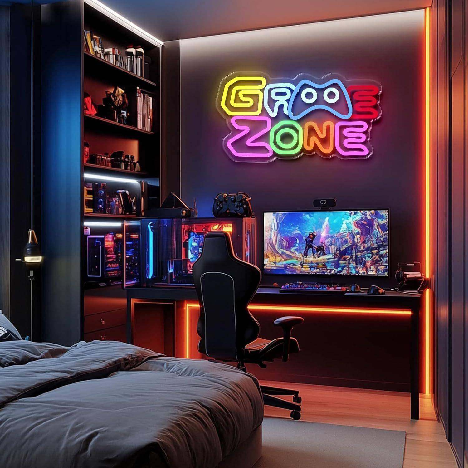 LED游戏霓虹灯挂墙式灯牌电竞游戏室装饰灯游戏主题霓虹标志,淘宝优惠券,粉丝福利购,淘宝优惠卷