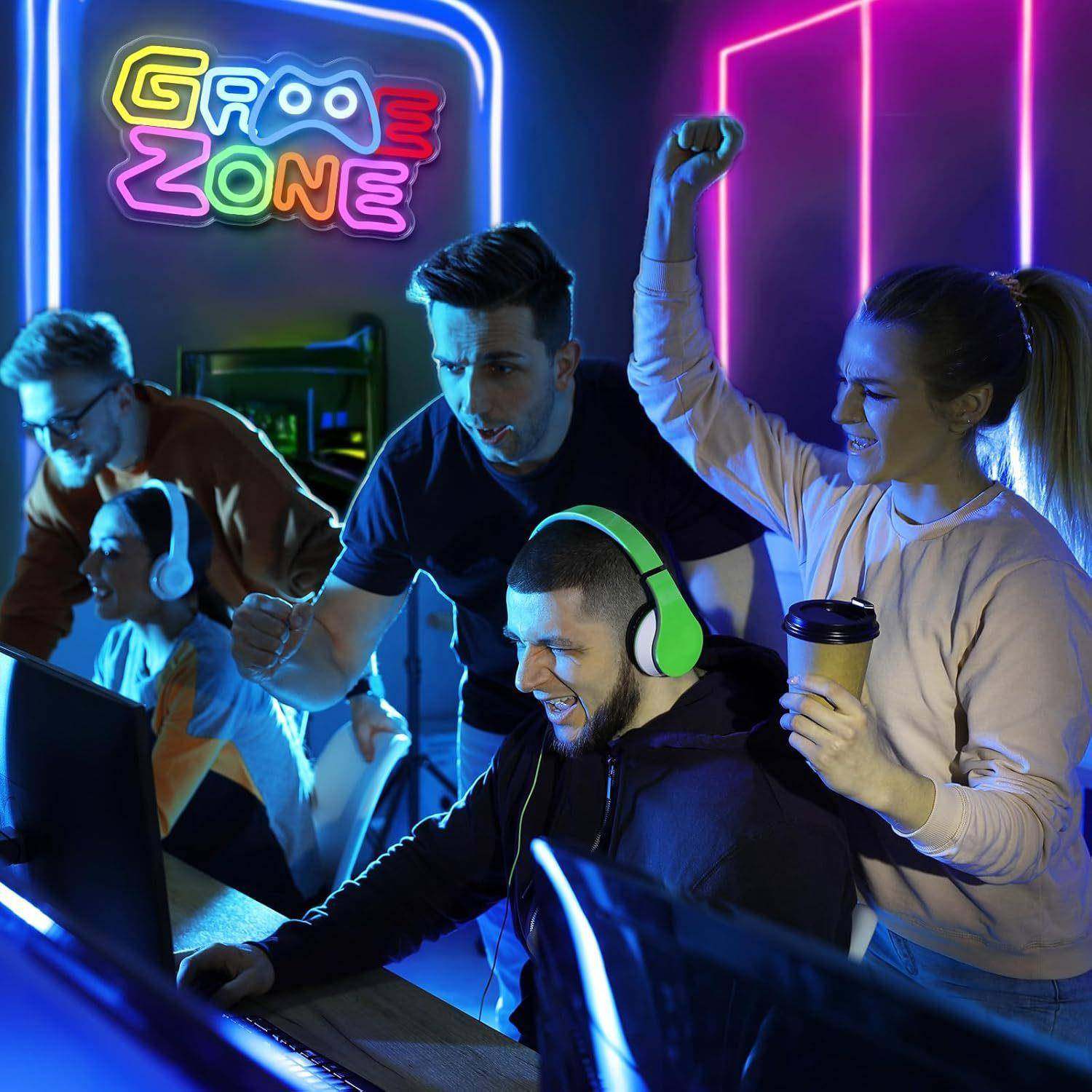 LED游戏霓虹灯挂墙式灯牌电竞游戏室装饰灯游戏主题霓虹标志,淘宝优惠券,粉丝福利购,淘宝优惠卷