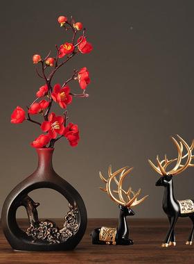 新中式摆件酒柜厅家居装设饰品客家软装装工艺3品电视柜摆小创烛