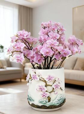 现大口径树脂兰花盆家用室内盆货栽绿植花浮雕四君子-工耐艺盆用