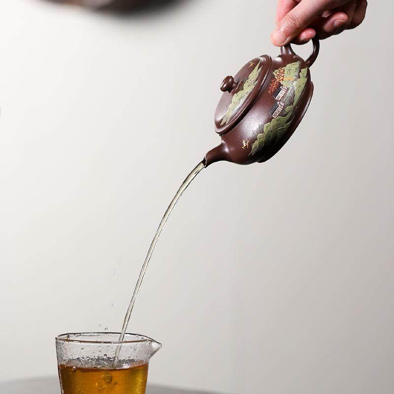 宜兴原矿紫泥纯手工泥绘紫砂壶山景明炉泡茶壶单壶一件起批,淘宝优惠券,粉丝福利购,淘宝优惠卷