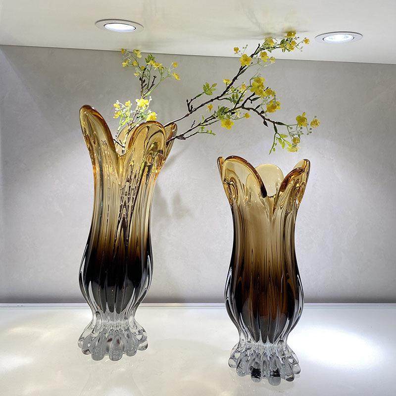 高档轻奢渐变玻璃花瓶摆件现代简约客厅插花餐桌创意琉璃花器水培,淘宝优惠券,粉丝福利购,淘宝优惠卷