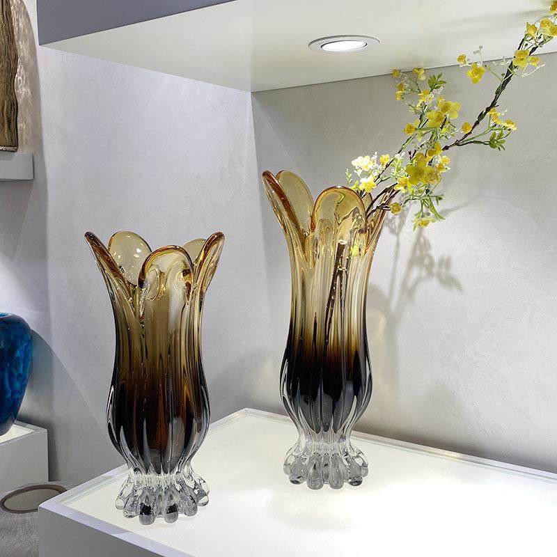 高档轻奢渐变玻璃花瓶摆件现代简约客厅插花餐桌创意琉璃花器水培,淘宝优惠券,粉丝福利购,淘宝优惠卷