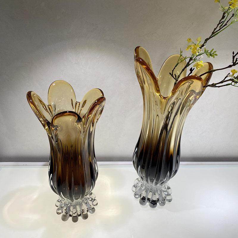 高档轻奢渐变玻璃花瓶摆件现代简约客厅插花餐桌创意琉璃花器水培,淘宝优惠券,粉丝福利购,淘宝优惠卷