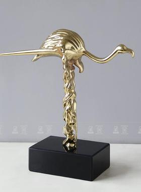 复古板中式高玄档铜鸵鸟摆件样间售楼处别墅入户关酒柜FSB452软装