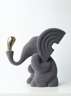 现代创意植绒小象动物摆件样版房玄关柜客厅电视柜儿童房软装饰品