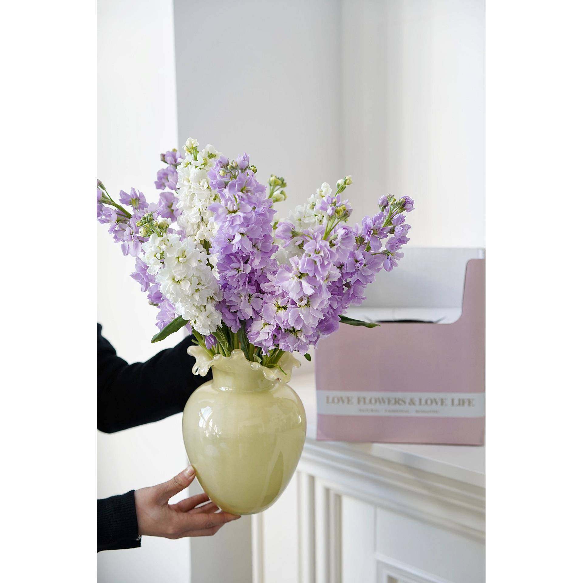 碧轩中古奶油复古玻璃花瓶摆件客厅餐桌水培插简约轻奢装饰品,淘宝优惠券,粉丝福利购,淘宝优惠卷