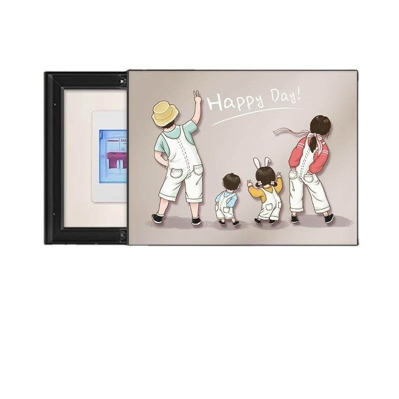 一家四口电开SQ519-1表装饰画箱免打孔配电箱卡挂画遮挡电闸关盒,淘宝优惠券,粉丝福利购,淘宝优惠卷