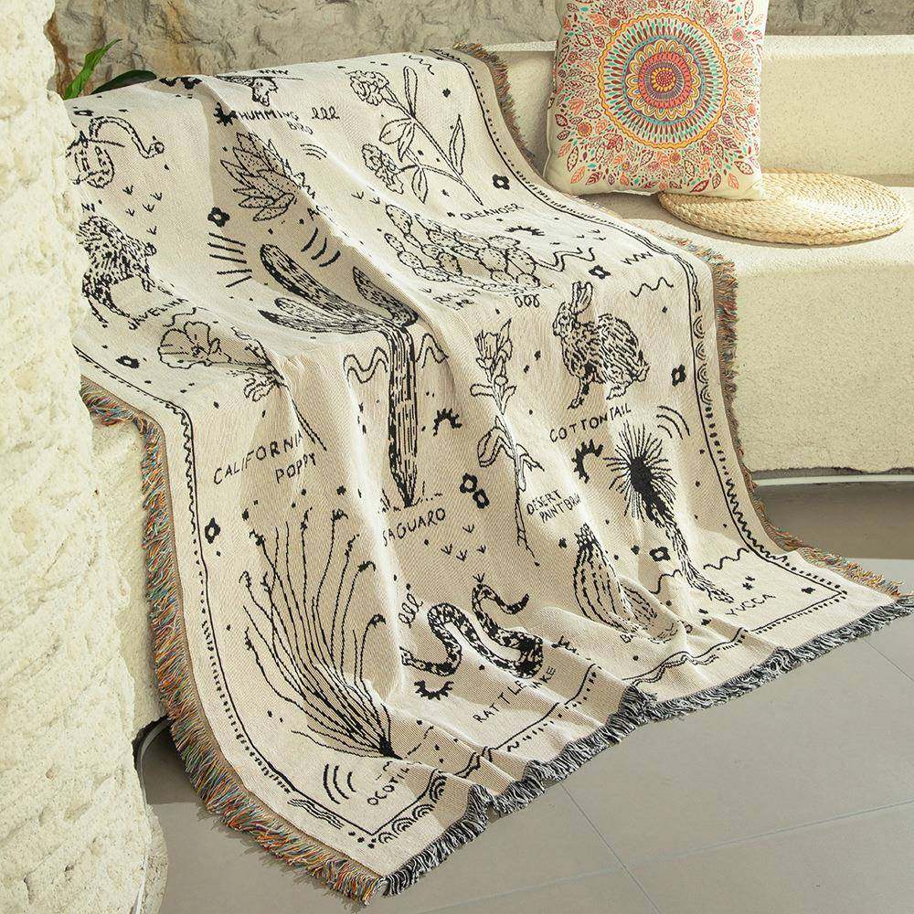 沙漠植物露营毯线毯沙发毯印第安毯子户外露营线毯,淘宝优惠券,粉丝福利购,淘宝优惠卷