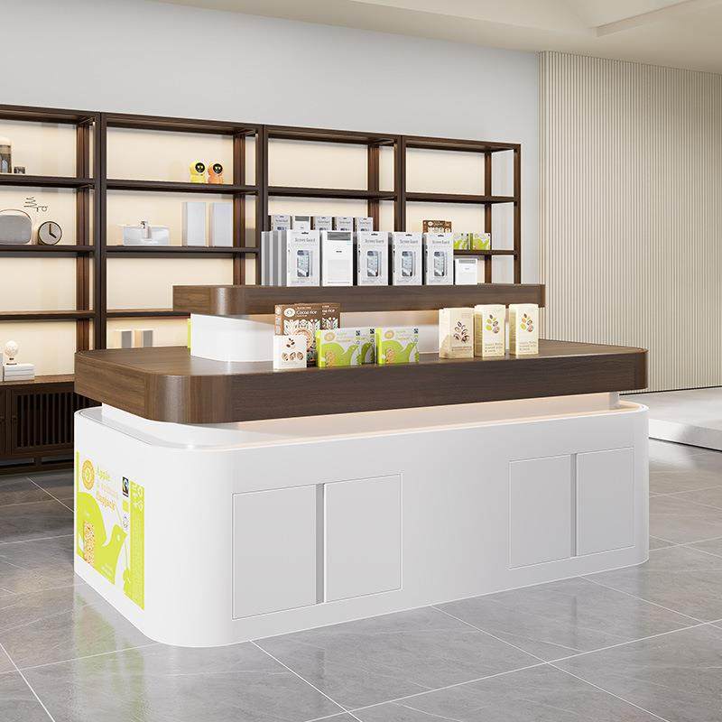 实木中岛柜促销台多功能货架商场梯形广告展示台置物架高端带灯光,淘宝优惠券,粉丝福利购,淘宝优惠卷