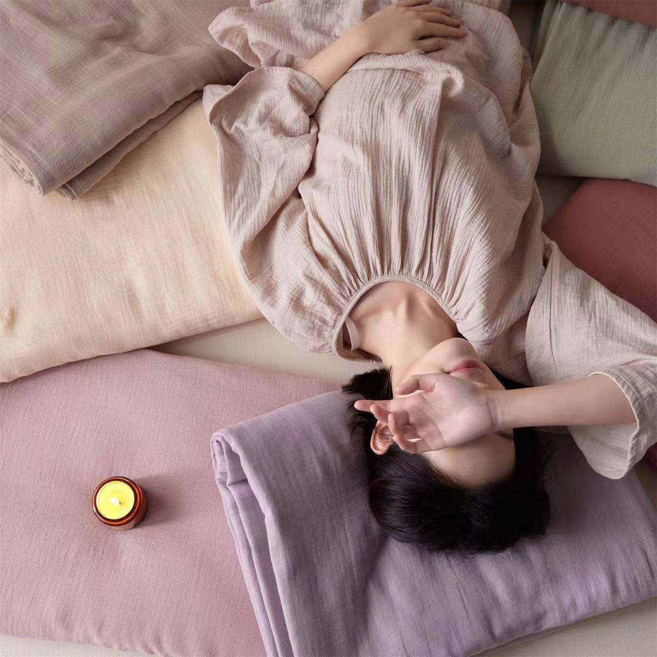 母婴A类全棉双层皱皱纱被套单件简约纯棉被罩180x200纯色单人被单,淘宝优惠券,粉丝福利购,淘宝优惠卷