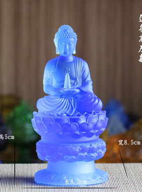 真琉璃托塔药师佛佛像随身佛家居寺庙供奉药师光如来保平安摆件