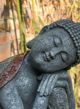 禅意佛像摆件 庭院花园水池睡佛装饰 中式玄关茶室佛系摆设景观