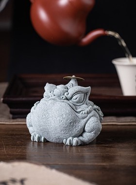 新中式三足天机金蟾茶宠摆件创意招财蟾蜍店铺开业礼品桌面装饰品