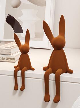 高级感摆家兔子摆件植绒面CP-2452坐姿桌居电视柜办公桌氛围感软