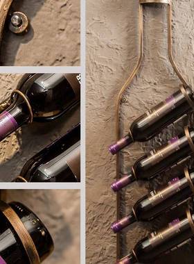 复古红酒壁挂酒装饰家壁居餐厅墙上墙l架oft创吧意装饰酒架品葡萄