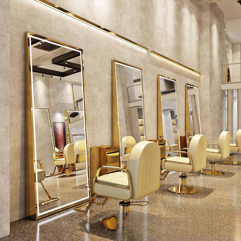 网红理发店镜台单双面落地镜美发店镜子带灯不锈钢剪发镜发廊专用,淘宝优惠券,粉丝福利购,淘宝优惠卷
