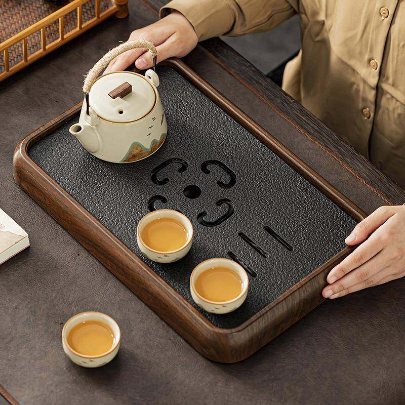 乌金石茶盘家用茶台沥水盘茶托盘茶具2024新款茶海套装干泡长方形,淘宝优惠券,粉丝福利购,淘宝优惠卷