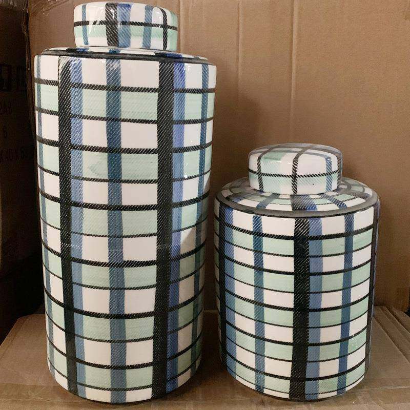 欧式陶瓷花瓶条纹家居摆件插花瓶花器客厅装饰储物罐,淘宝优惠券,粉丝福利购,淘宝优惠卷