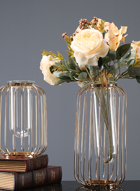 北欧金属创意水培容器皿绿萝插花花瓶简约客厅酒柜餐桌装饰品摆件