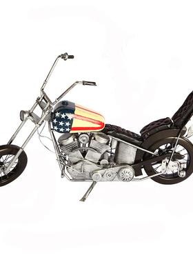 老式件古印第按摩托车模型手工艺YMK车模橱窗创复意道具摆装铁饰