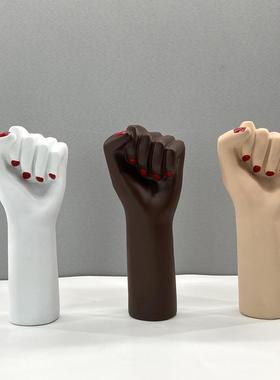 北欧手掌花瓶器摆件ins创风树脂意女子力花瓶厅简约轻奢JRS客花特